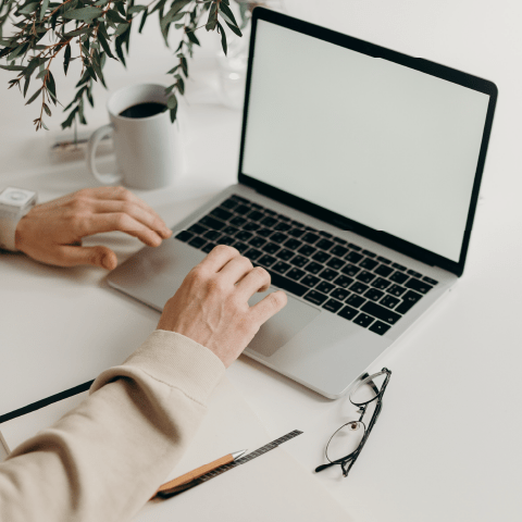 Person working on a laptop