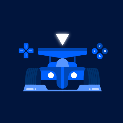 Ilustrative graphic of a racing car in a video game